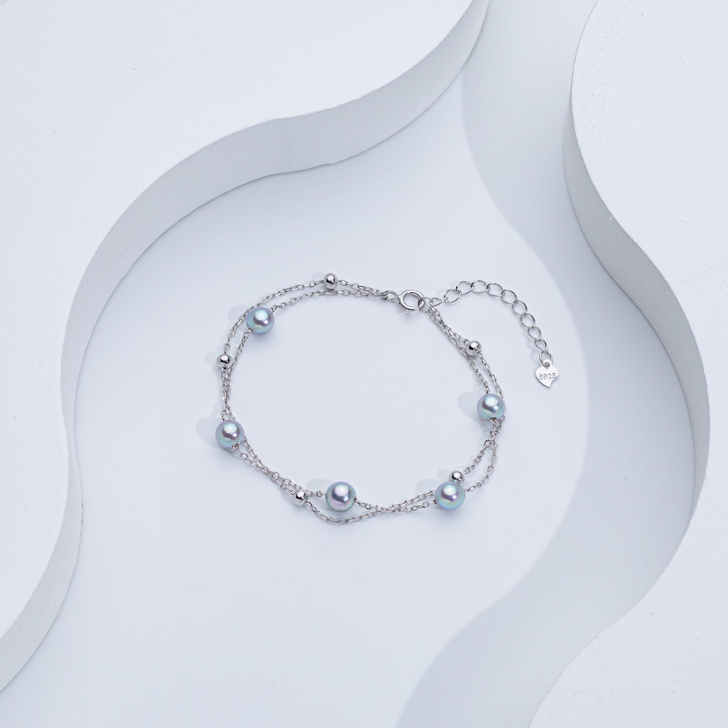 S925 Akoya Sea Pearl Double Layer Bracelet