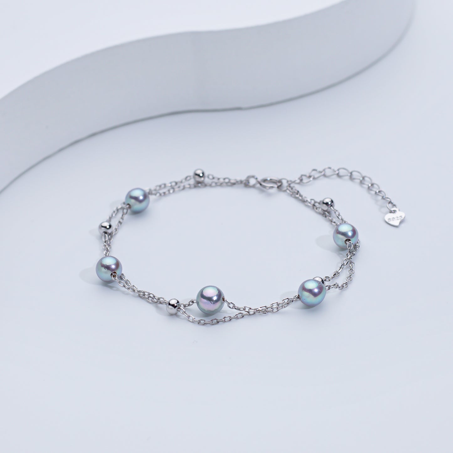 S925 Akoya Sea Pearl Double Layer Bracelet