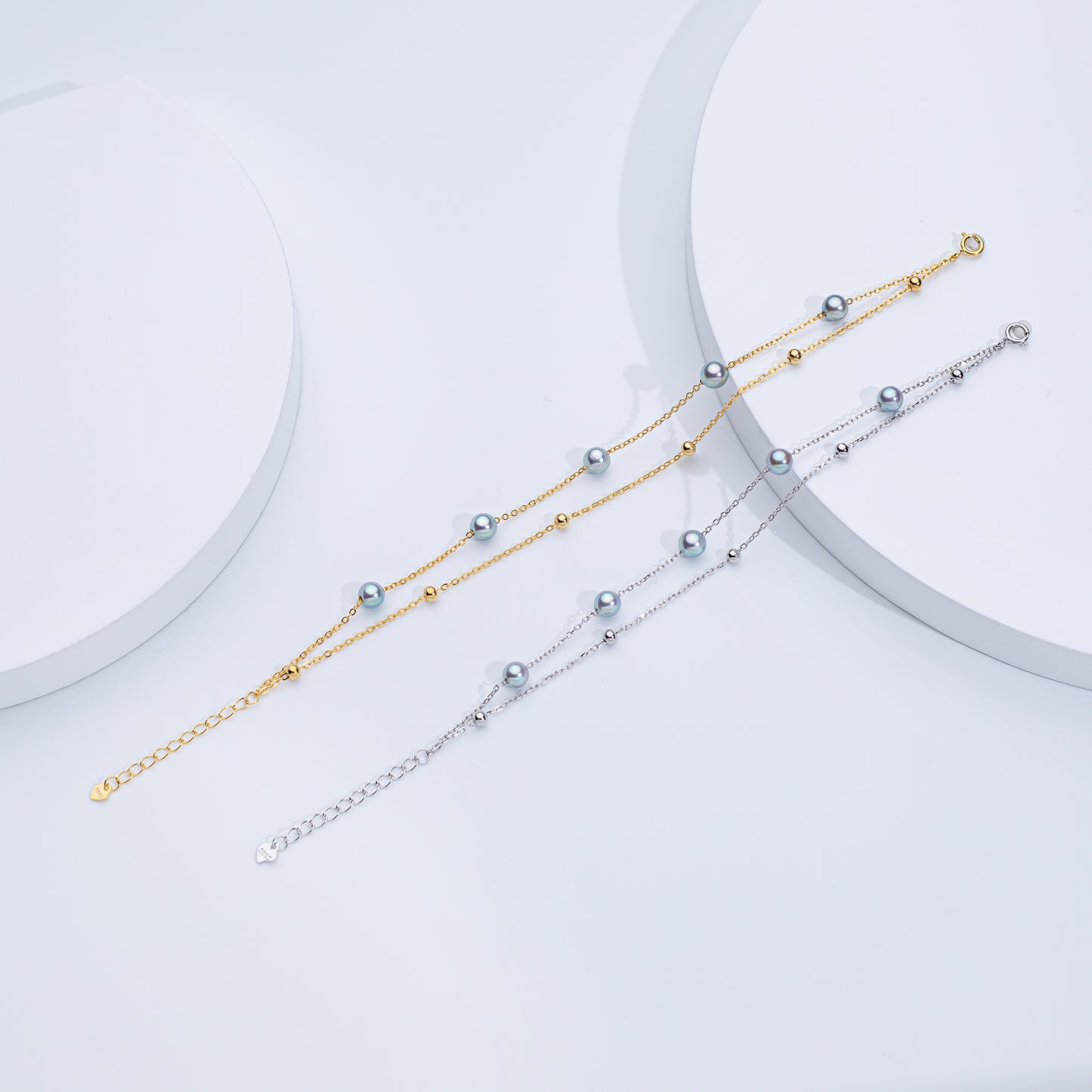 S925 Akoya Sea Pearl Double Layer Bracelet