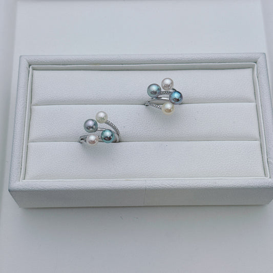 Artisan Akoya Sea Pearl Ring – S925 Sterling Silver Adjustable Band – Minimalist Japanese Saltwater Pearl Jewelry