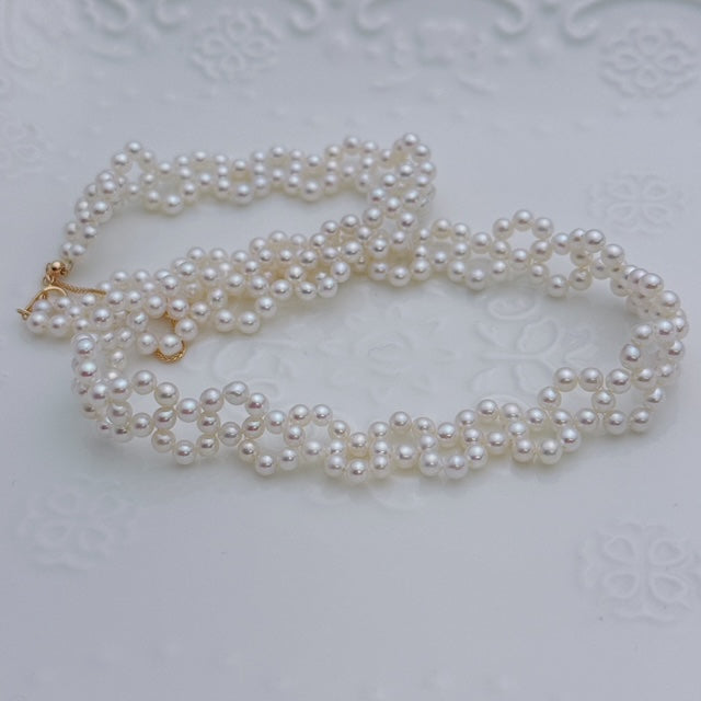 Elegant Hand-braided Petite Fresh Water Pearl Necklace
