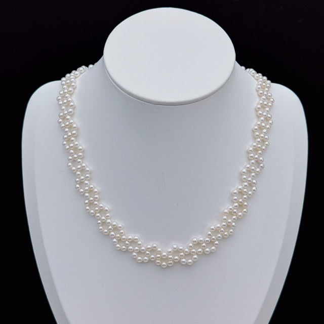 Elegant Hand-braided Petite Fresh Water Pearl Necklace