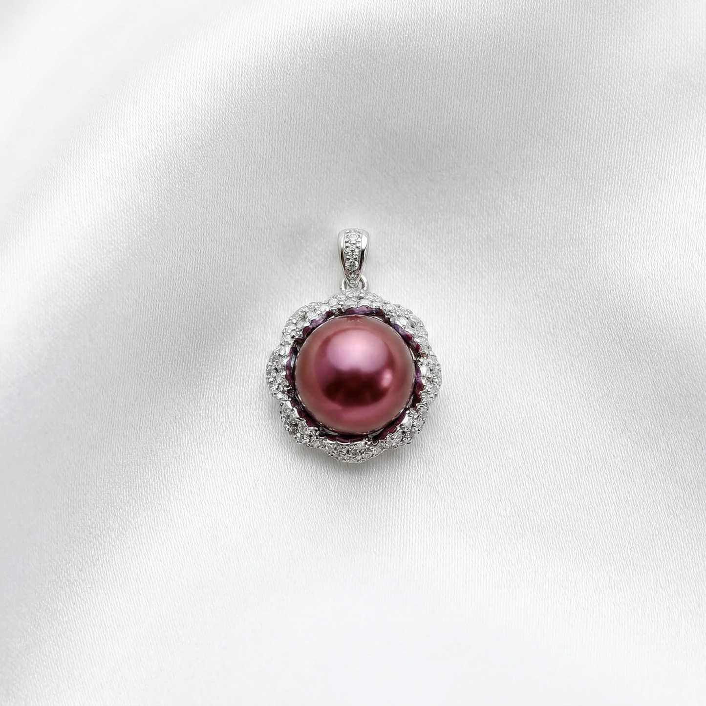 Luxury Burgundy Edison Pearl Pendant in S925 Sterling Silver