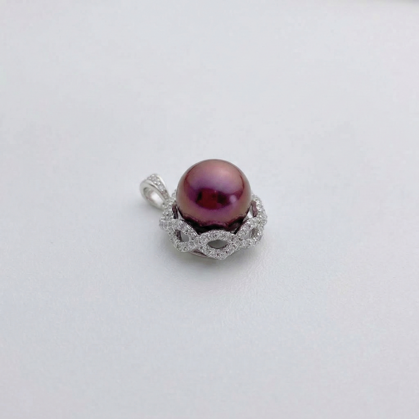 Luxury Burgundy Edison Pearl Pendant in S925 Sterling Silver