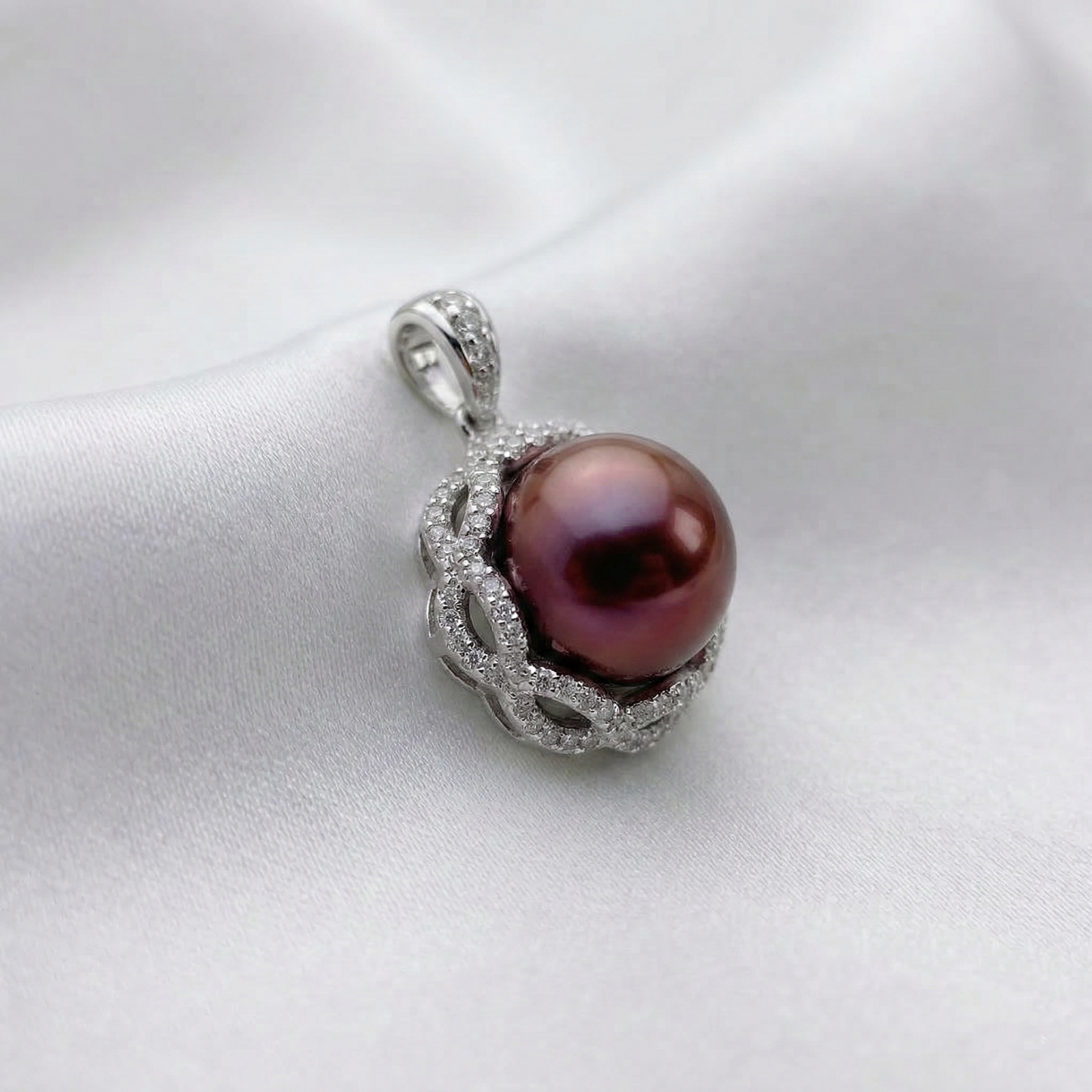 Luxury Burgundy Edison Pearl Pendant in S925 Sterling Silver